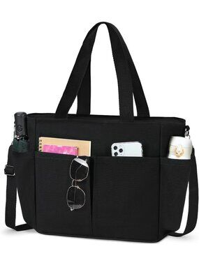 Women's Black Water Resistant Crossbody Purse Shoulder Bag with Zipper for Work